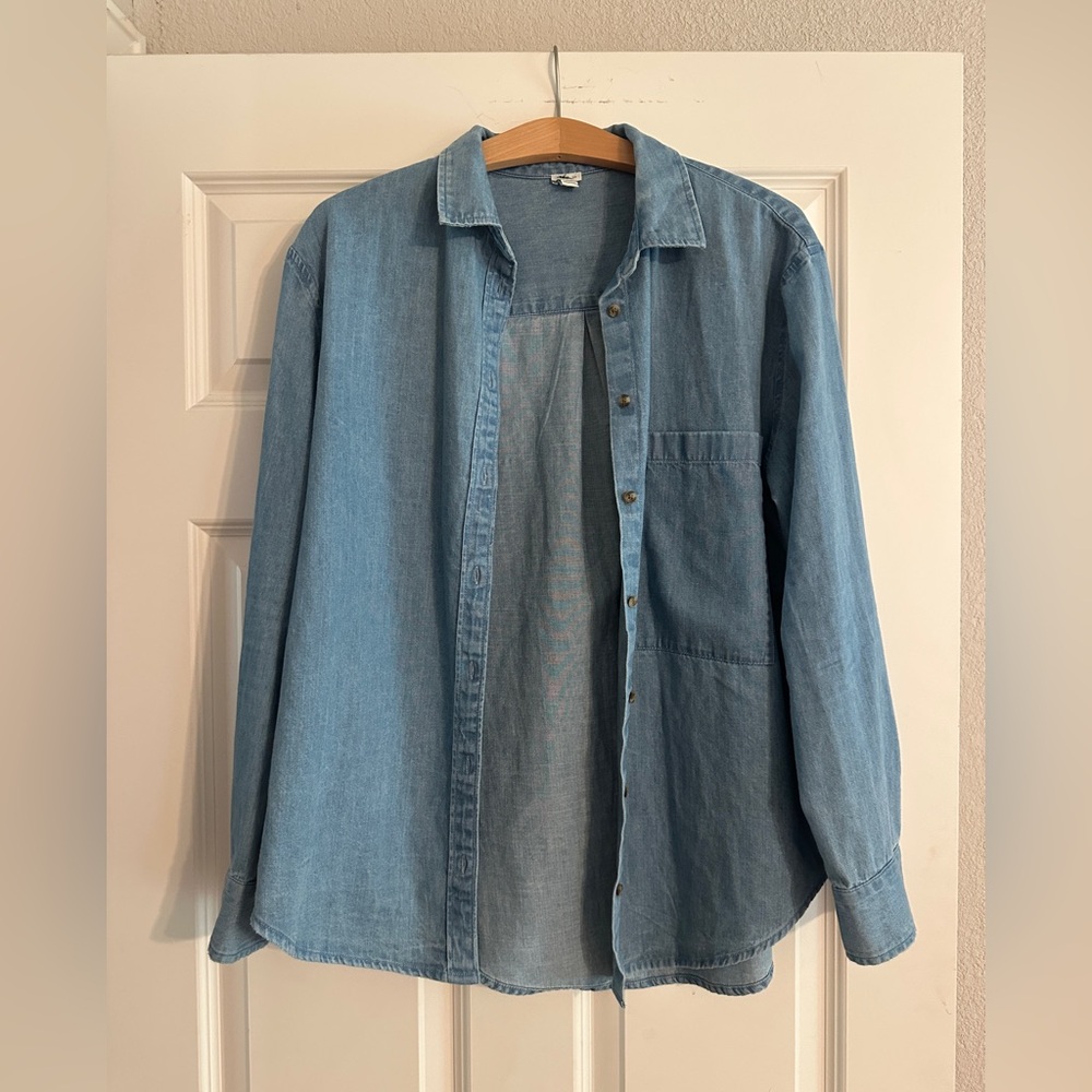 Aerie Oversized Blue Denim Button Down